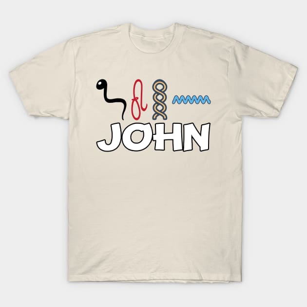 JOHN-American names in hieroglyphic letters-JOHN, name in a Pharaonic Khartouch-Hieroglyphic pharaonic names T-Shirt by egygraphics